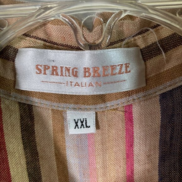 Womens Spring Breeze Striped Linen Blend Button Tunic 3/4 Sleeve 2XL - Picture 9 of 11